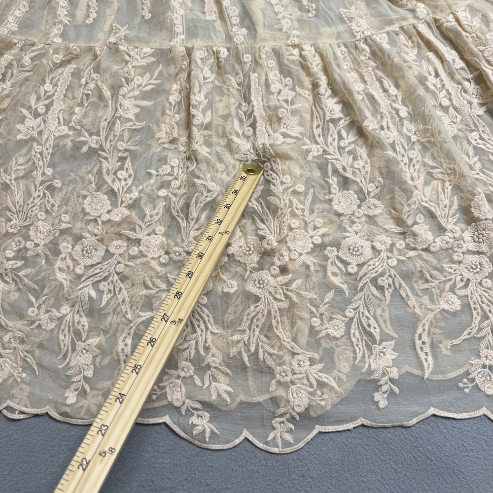 Sundance Dress Womens‎ Small Peach Silk Embroidered Sheer Boho Cottage NO LINER - Picture 10 of 14